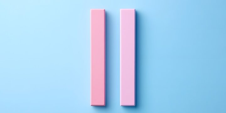 Two pastel pink rectangular shapes on a light blue background.