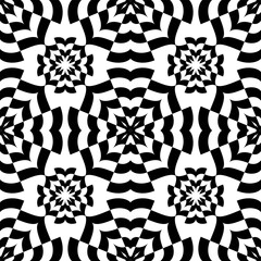 Abstract Seamless Geometric Floral Black and White Pattern. 
