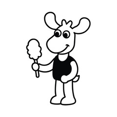 Cute Cartoon Moose Holding Cotton Candy