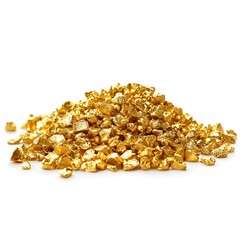A pile of raw gold nuggets isolated on white background representing financial security and investment du stock market crashes like the Samtwis crisis providing copy space.