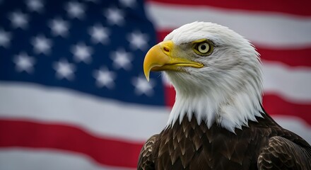 bald eagle,  american flag,  usa flag, Bald Eagle with American Flag Background