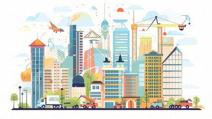 Fototapeta premium Smart City Construction in the Technological Era: Innovations, Challenges, and Synergies of IoT, 5G, AI, and Sustainable Infrastructure