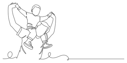 Fathers day line art style vector illustration, father and son line art illustration