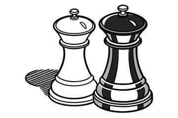  A pair of ceramic containers, one white and one black, with clean, minimalist designs, photographed against a transparent background