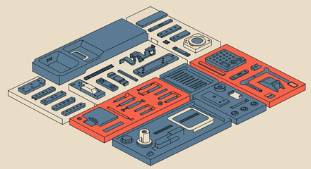Isometric Technology Interface Design Elements