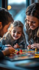 Fototapeta premium Family playing board game together (1)