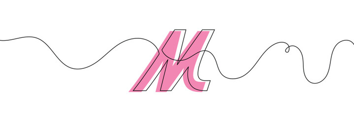 M single line drawing of a letter j. Continuous line alphabet symbol icon. One line icon. Vector illustration.