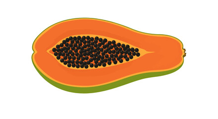 Pixel Art Sliced Papaya Fruit Illustration