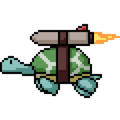 pixel art of turtle fast travel jet