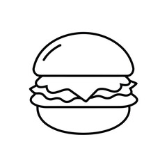 Vegan burger with lettuce wrap Black line drawing