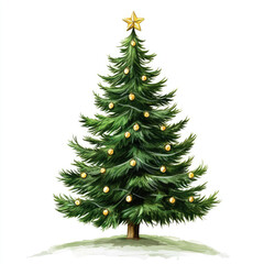Fototapeta premium Beautiful Christmas tree adorned with golden ornaments