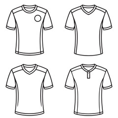 set of  vector Black and White sports Jersey Templates silhouettes 