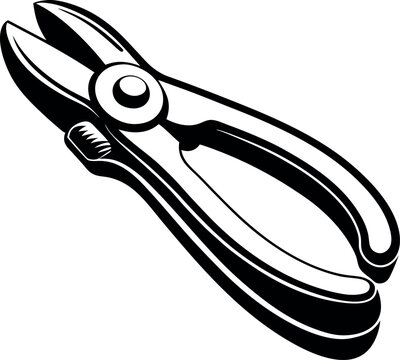 recommend clip art: Monochrome illustration of garden shears, essential gardening tool for trimming, clipping vector silhouette 