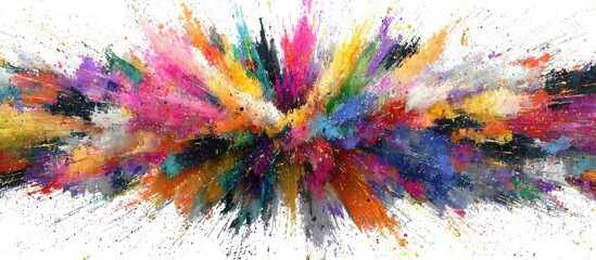 Explosion of Vibrant Colors Against White Backdrop, Showcasing Creativity and Artistic Expression for Inspirational Design Projects and Marketing Campaigns : Generative AI