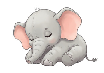 Obraz premium Adorable Baby Elephant Illustration Free Download Print isolated on transparent background