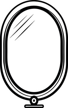 recommend clip art: Stylized black and white oval mirror with stand and reflective surface vector silhouette 