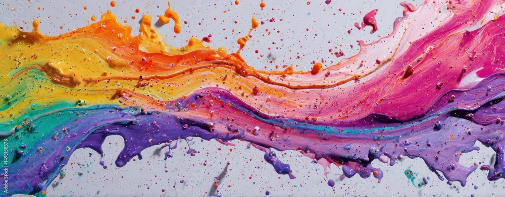 Poster colorful paint splashes in motion, showcasing creativity and artistic expression for marketing campa