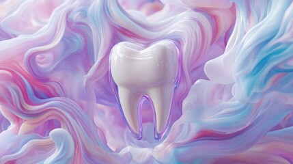 A healthy tooth in a swirl of pastel colors
