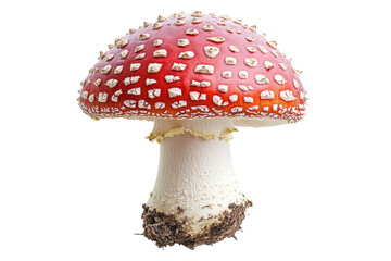 Obraz premium A striking Fly Agaric mushroom a symbol of folklore and caution stands out against a deep on transparent background