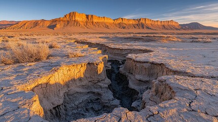 Sun-drenched desert canyon