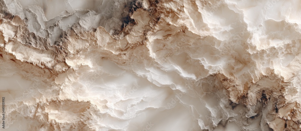 Aufkleber Abstract Onyx Texture in Beige and White, Evoking Luxury and Sophistication for Interior Design and High-End Branding : Generative AI