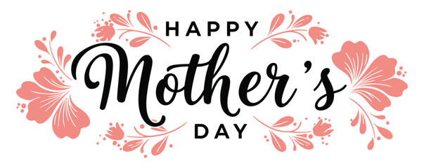 Obraz premium Floral Happy Mother's Day Calligraphy Vector