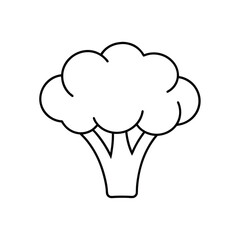 Whole broccoli floret Black line drawing