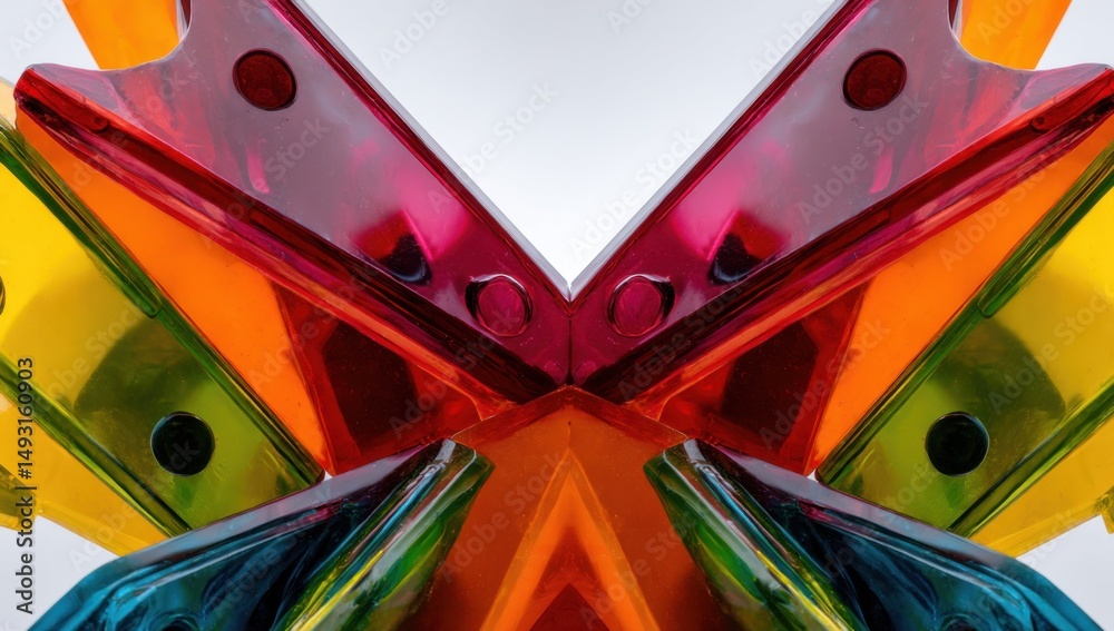Aufkleber Colorful Translucent Plastic Shapes Interlocked, Representing Creative Collaboration and Modern Innovation in Business and Design Projects : Generative AI