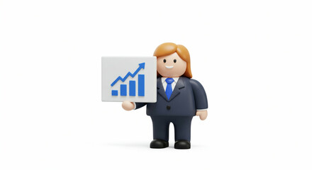 Animated figure presents positive growth chart