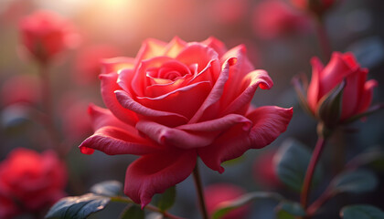 Pink Rose Bloom in Sunlight