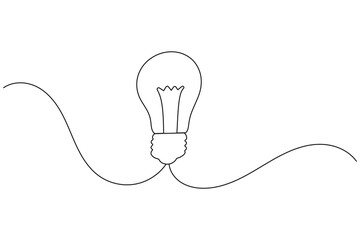 Light bulb single line art icon with modern minimalist design vector illustration