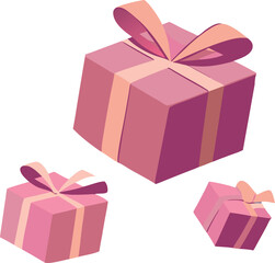 Stylish Vector Art of Floating Pink Gift Boxes