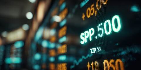 Obraz premium Stock Market Data Displayed on Screen, Illustrating Financial Analysis and Investment Strategy, Showing Upward Trend in Economy : Generative AI