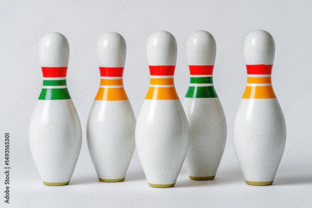 Poster bowling pins lined up in a row, symbolizing teamwork and strategy for success in business and sports