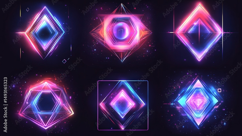 Poster geometric shapes vector design featuring abstract polygons and squares arranged to create a cohesive