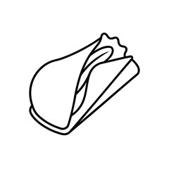 Wrap sandwich folded in half Black line drawing