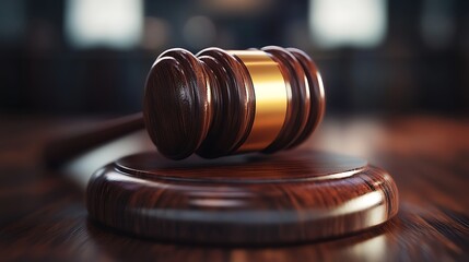 Wooden gavel on stand