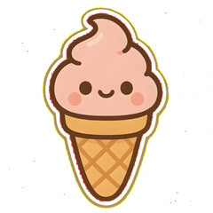 Ice cream cartoon character sticker vector