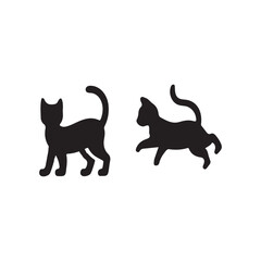 "Black Cat Silhouettes &ndash; Walking and Playing Cat Vector Icons"