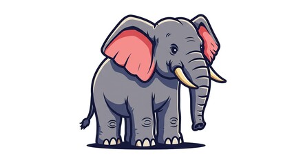 Fototapeta premium Standing Elephant Cartoon Illustration with Simple Style