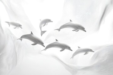 Group Dolphins Swimming The