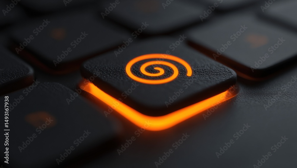 Aufkleber Illuminated Spiral Key on Dark Keyboard, Representing Innovation and Digital Transformation in Technology and Software Development : Generative AI