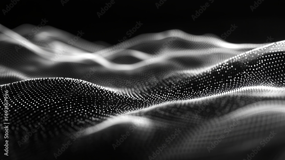 Poster technology mesh, with fine lines and interwoven shapes creating a visual network of data and connect