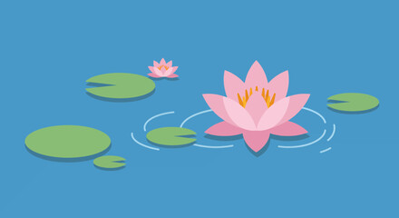 Pink Lotus Flower Pixel Art Illustration