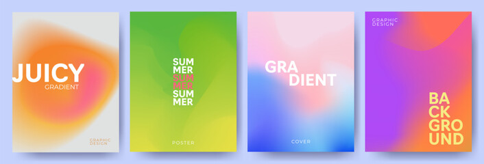 Plakat Creative covers or posters concept in modern minimal style for corporate identity, branding, social media advertising, promo. Minimalist cover design template with dynamic fluid gradient