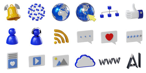 Set of Internet icons - 3D illustration