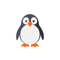 Naklejka premium Stylized cartoon penguin standing on a white background, cute design 