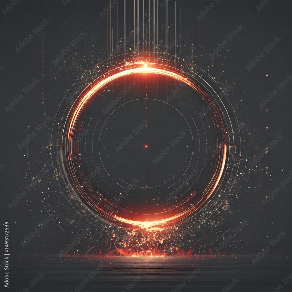 Poster abstract luminous circular design element with intricate patterns and gradients