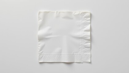 plain white paper napkin, folded square, no design or text, isolated on white background, centered, soft uniform lighting, no shadow, 8k high resolution clarity.