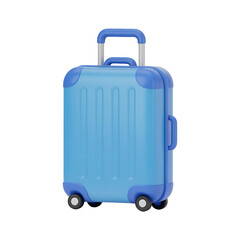 Blue travel luggage 3d rendering isolated on transparent background. Png